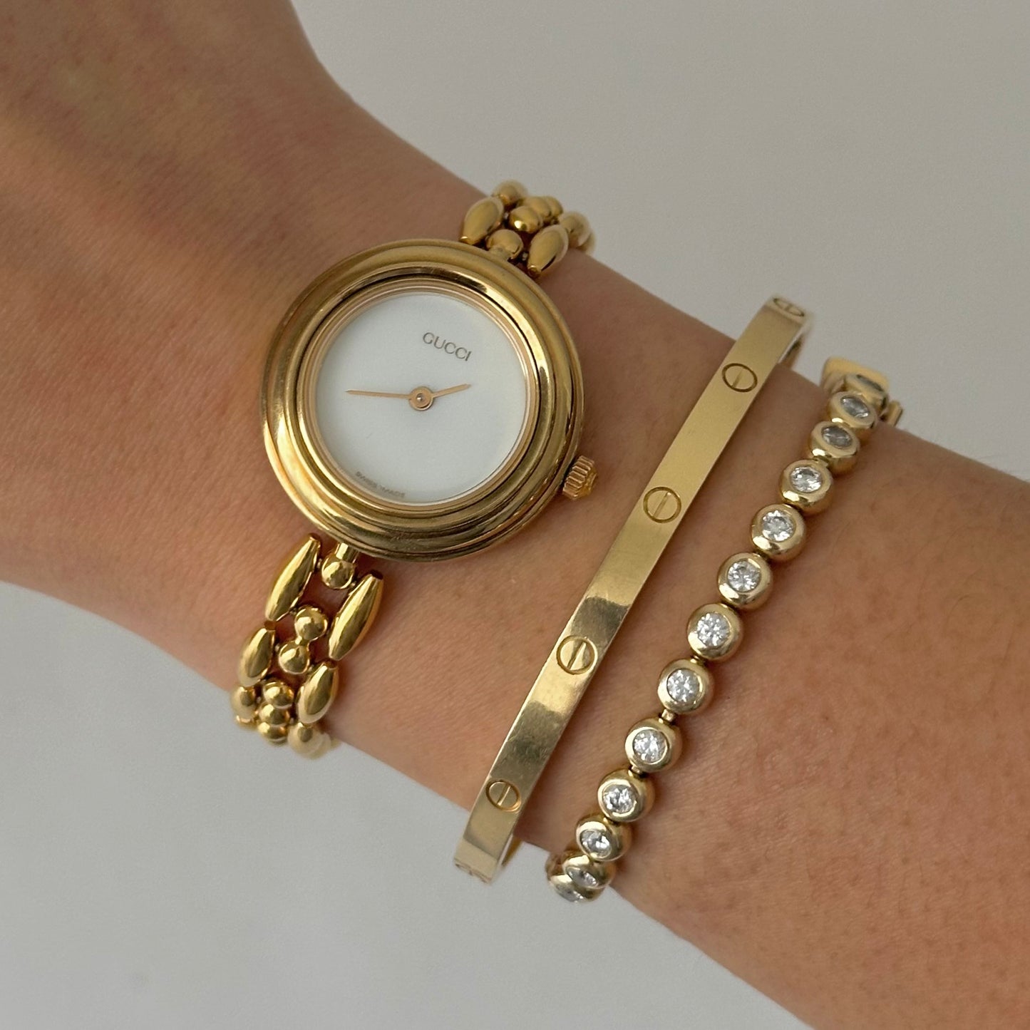 Gucci Interchangeable 4 Bezel Gold Rice Link Watch