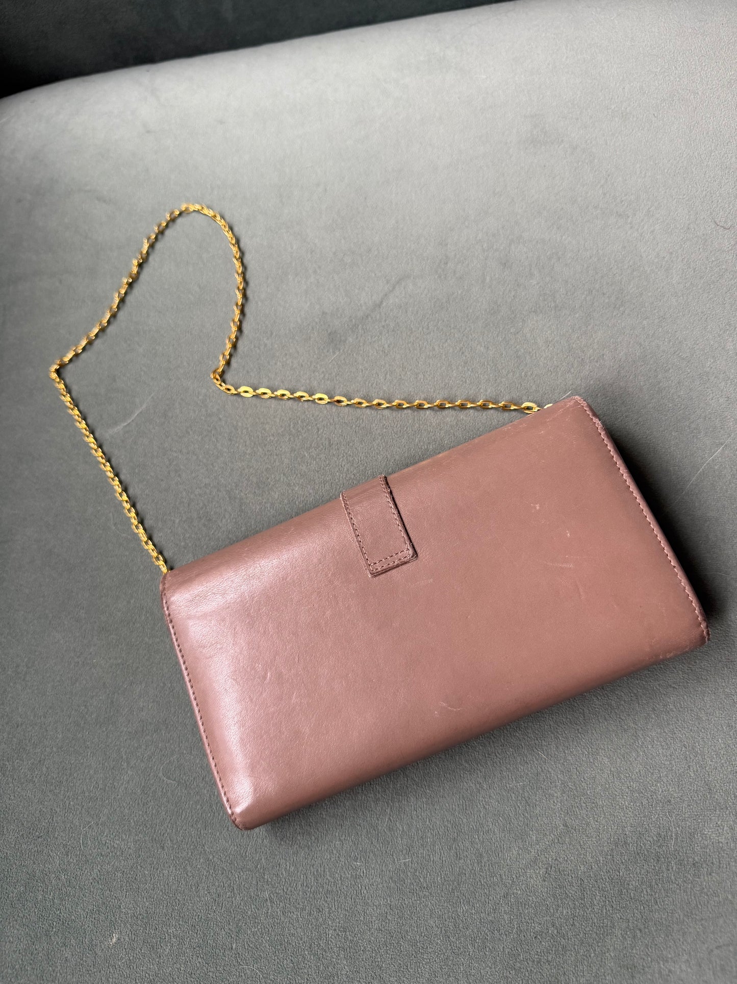 YSL Beige Leather Kate Wallet On Chain