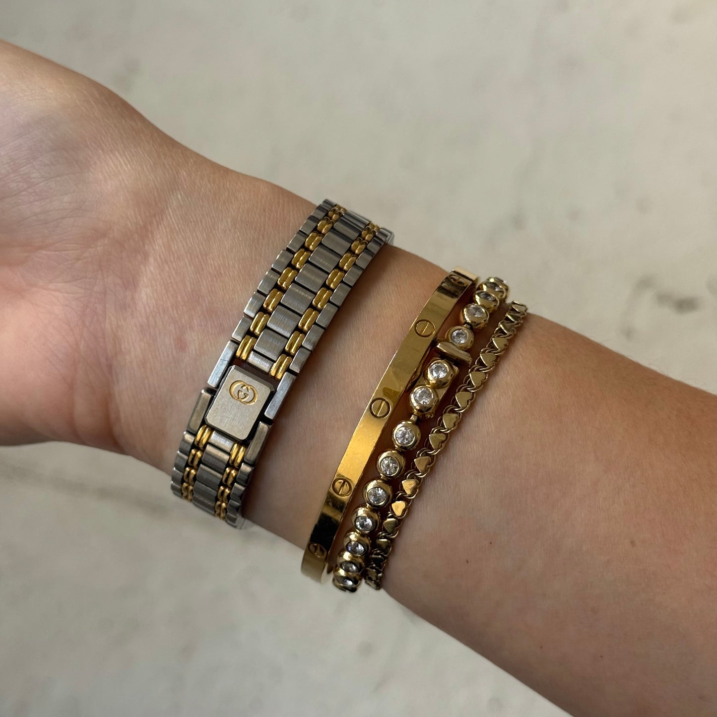 Gucci 24mm White Dial Two Tone Watch