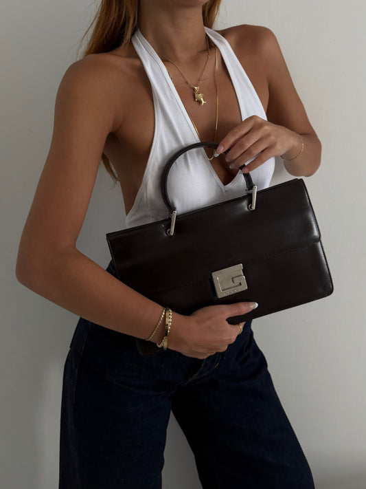 Gucci Tom Ford Era Black Leather G Top Handle Bag
