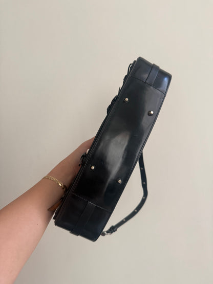 RARE 2003 Galliano Dior Black Patent Leather Bondage Shoulder Bag