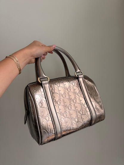 RARE Christian Dior Bronze Metallic Monogram Boston Bag