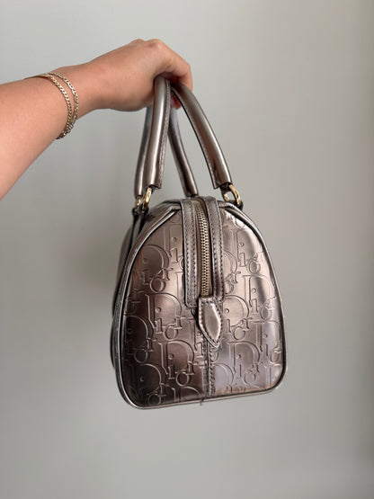RARE Christian Dior Bronze Metallic Monogram Boston Bag