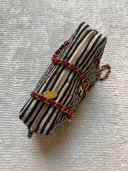 Chanel 2014 Coco Sailor Stripe Gold Shoulder Bag