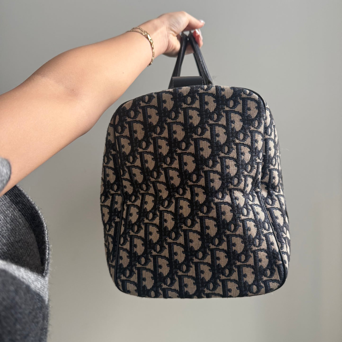 Christian Dior Navy Trotter Large Weekender Boston Bag