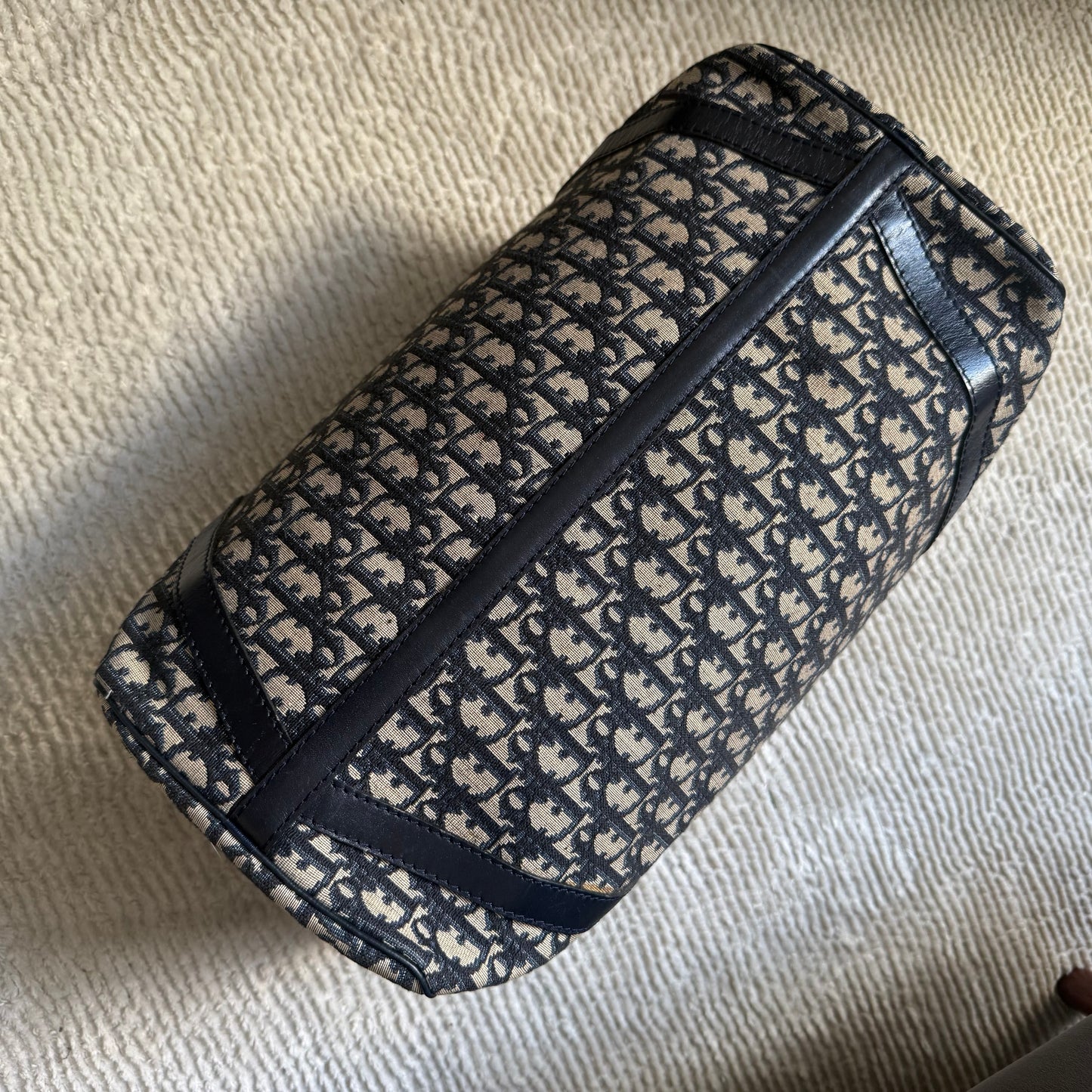 Christian Dior Navy Trotter Large Weekender Boston Bag