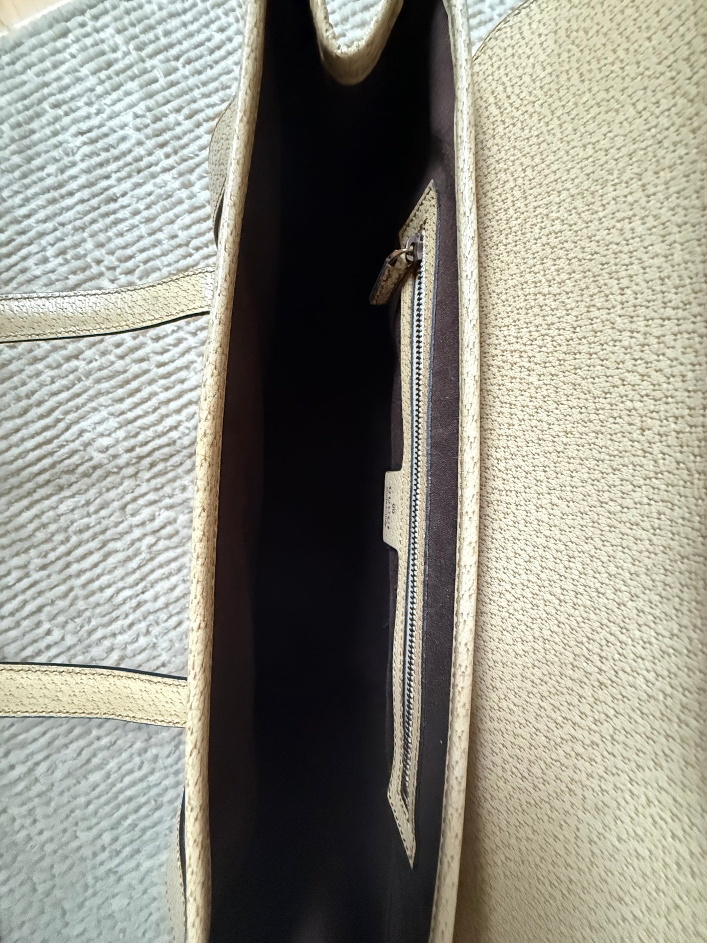 Gucci White Monogram Rose Gold Bamboo Bullet Bag