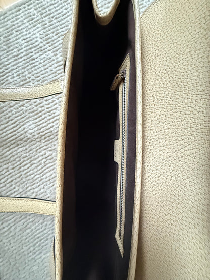Gucci White Monogram Rose Gold Bamboo Bullet Bag