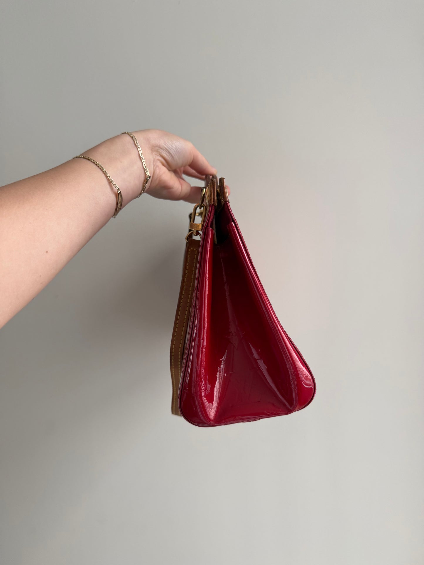 Louis Vuitton Red Vernis Roxbury Drive Bag w/ Strap