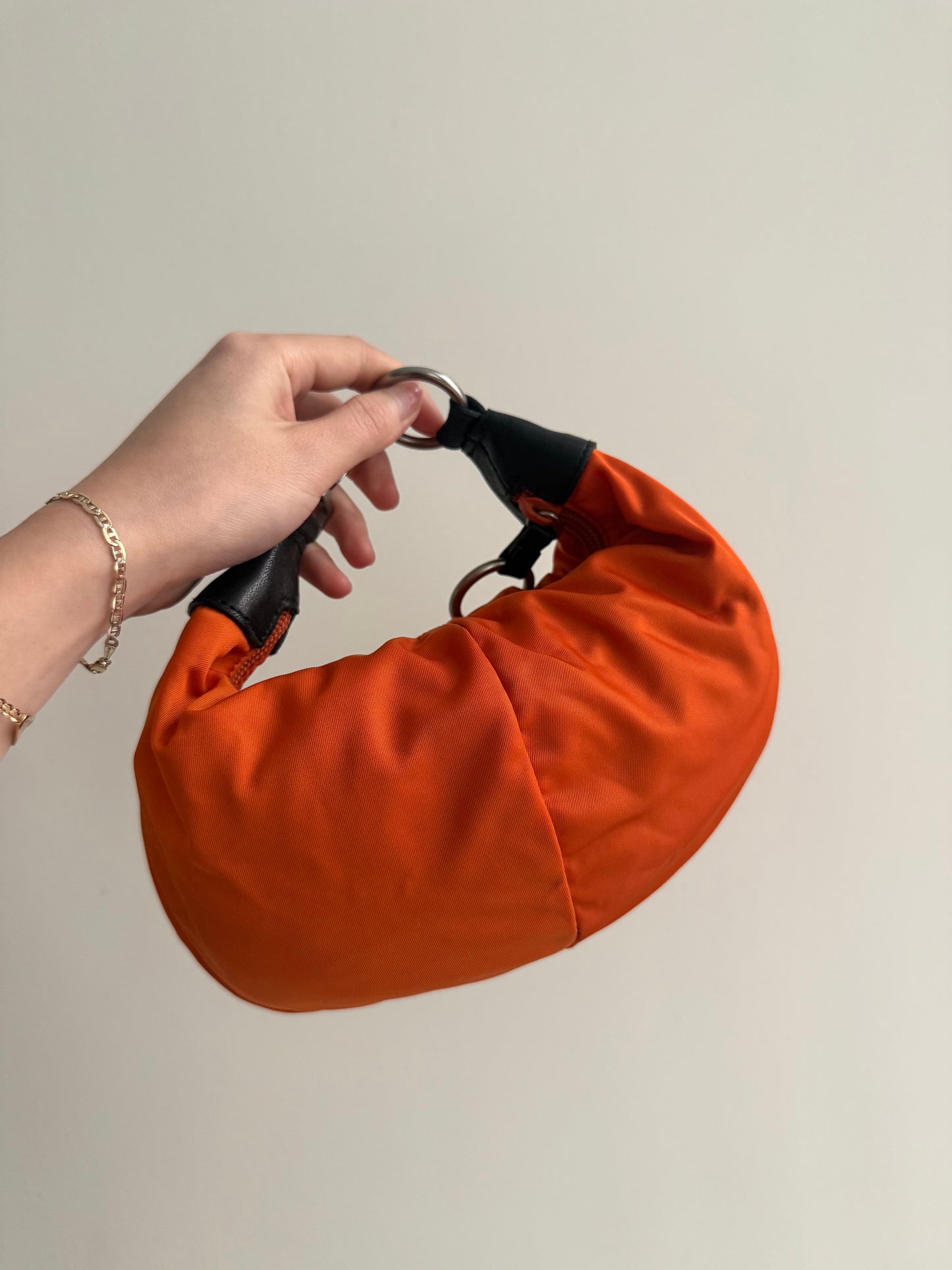 RARE Prada Orange Nylon Fruits Mini Top Handle Bag