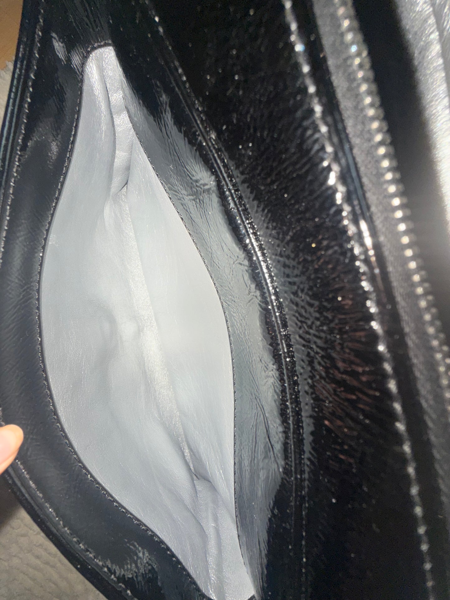 RARE NEW Chanel Black Patent Leather Luxe Ligne Flap Bag
