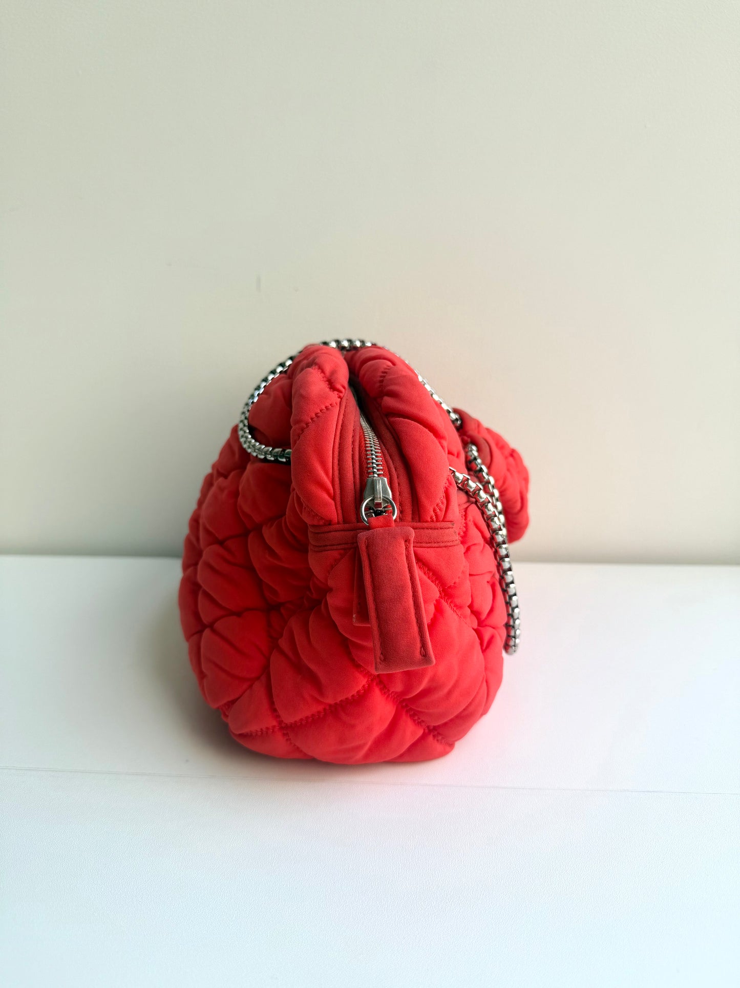 Chanel Orange Nylon Bubble Quilted Shoulder Bag