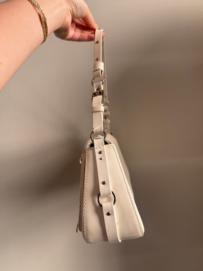 RARE Christian Dior White Patent Leather Bondage Shoulder Bag w/ Dustbag