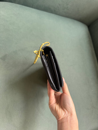 YSL Dark Navy Kate Lambskin Wallet On Chain