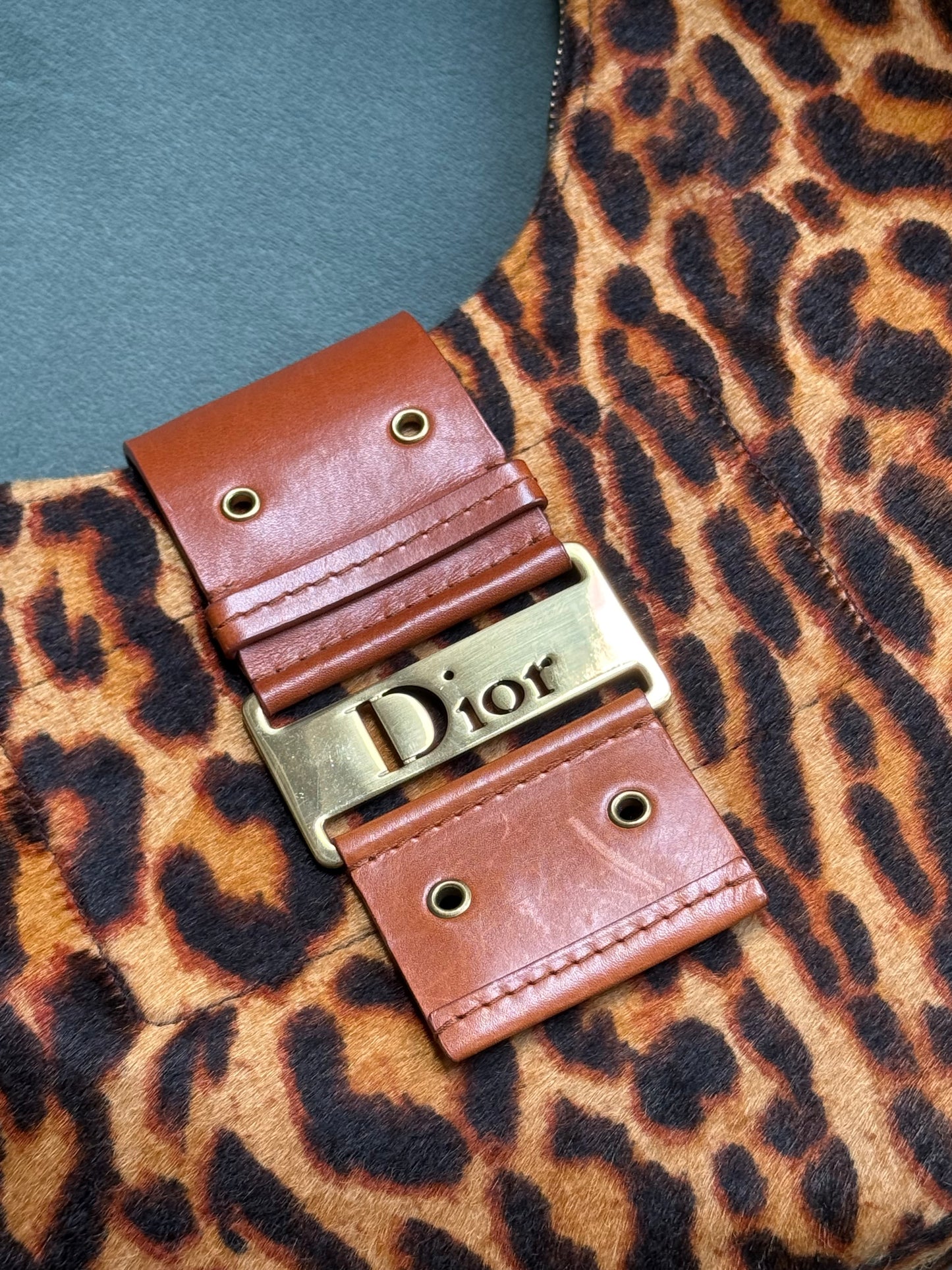 RARE Christian Dior Cheetah Ponyhair Street Chic Large Croissant Shoulder Bag
