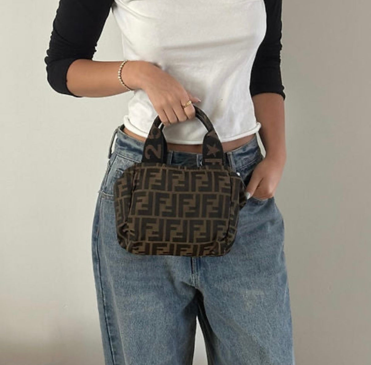 Fendi Brown Monogram Top Handle Mini Bag