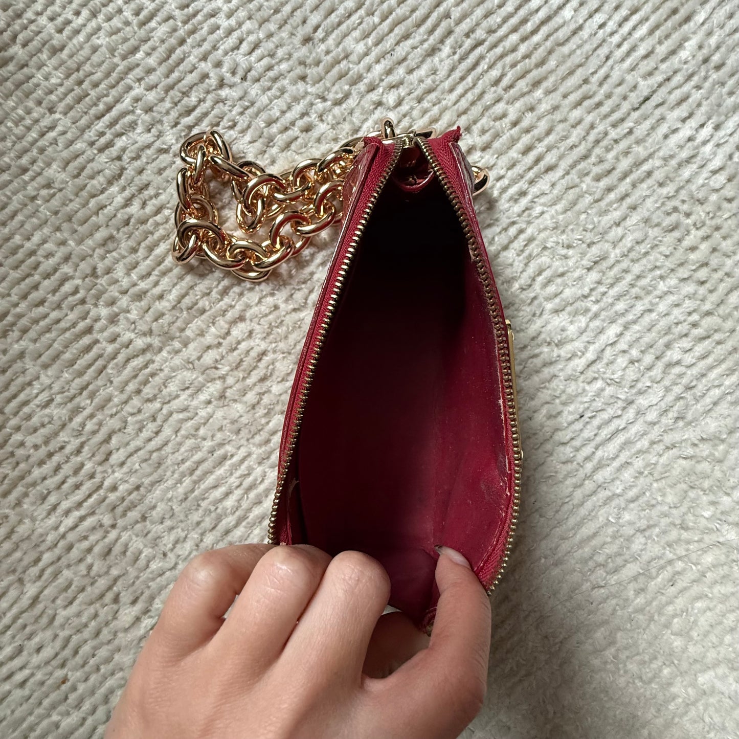Louis Vuitton Red Vernis Gold Chain Pochette