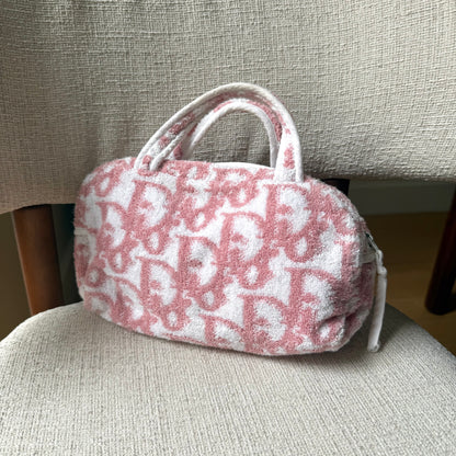 Christian Dior Pink Monogram Terry Cloth Bag