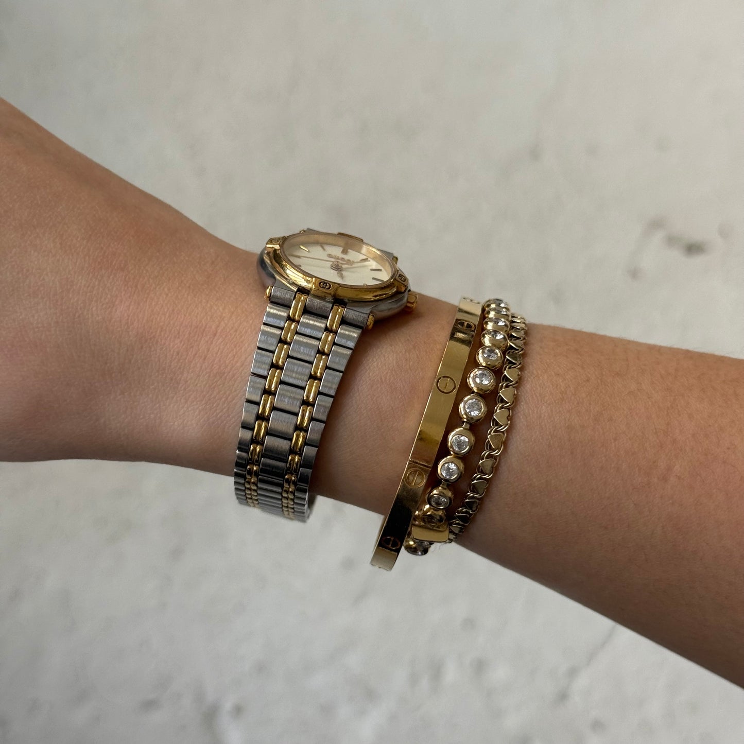 Gucci 24mm White Dial Two Tone Watch