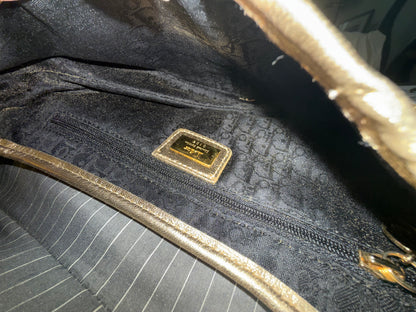 RARE Christian Dior Pinstripe Sequin Floral Saddle Bag