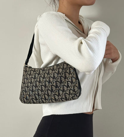 Christian Dior Black Monogram Shoulder Bag