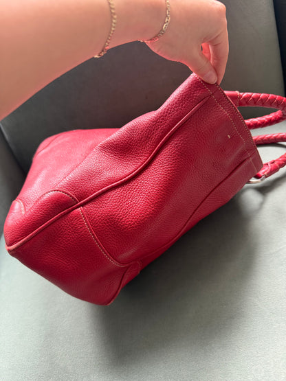 Prada Red Leather Braided Rope Tote Bag w/ Dustbag
