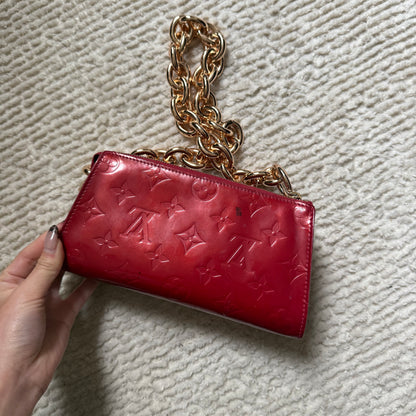 Louis Vuitton Red Vernis Gold Chain Pochette
