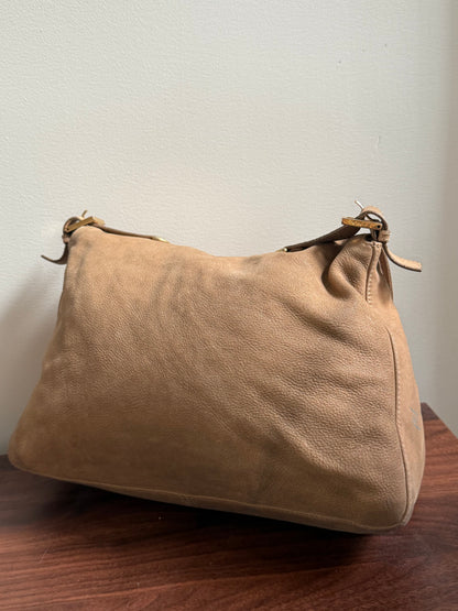RARE Fendi Jumbo Burl Wood Beige Leather Baguette
