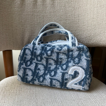 Dior Blue Monogram Terry Cloth Top Handle Bag