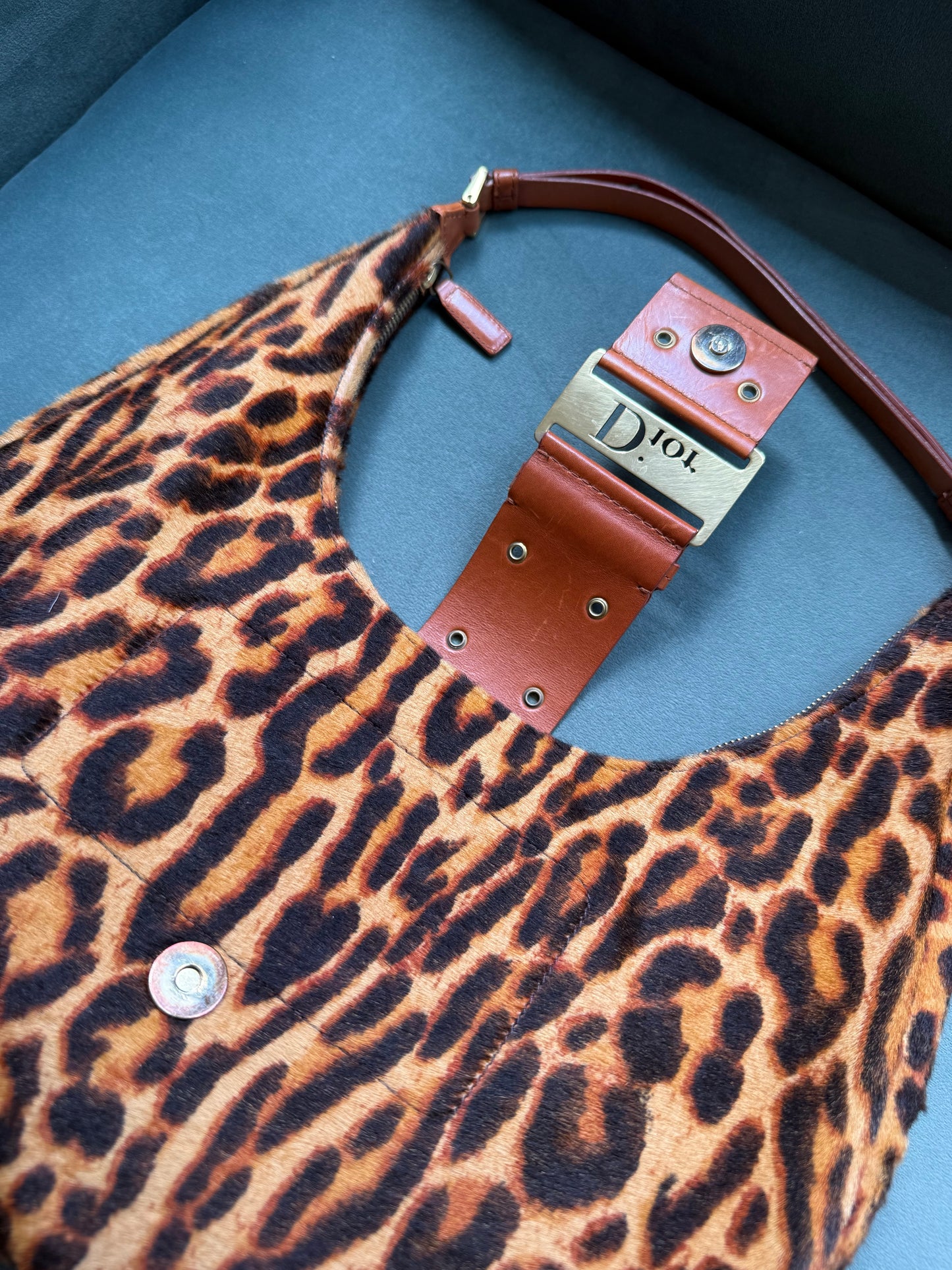 RARE Christian Dior Cheetah Ponyhair Street Chic Large Croissant Shoulder Bag