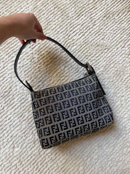 Fendi Navy Zucchino Small Shoulder Bag