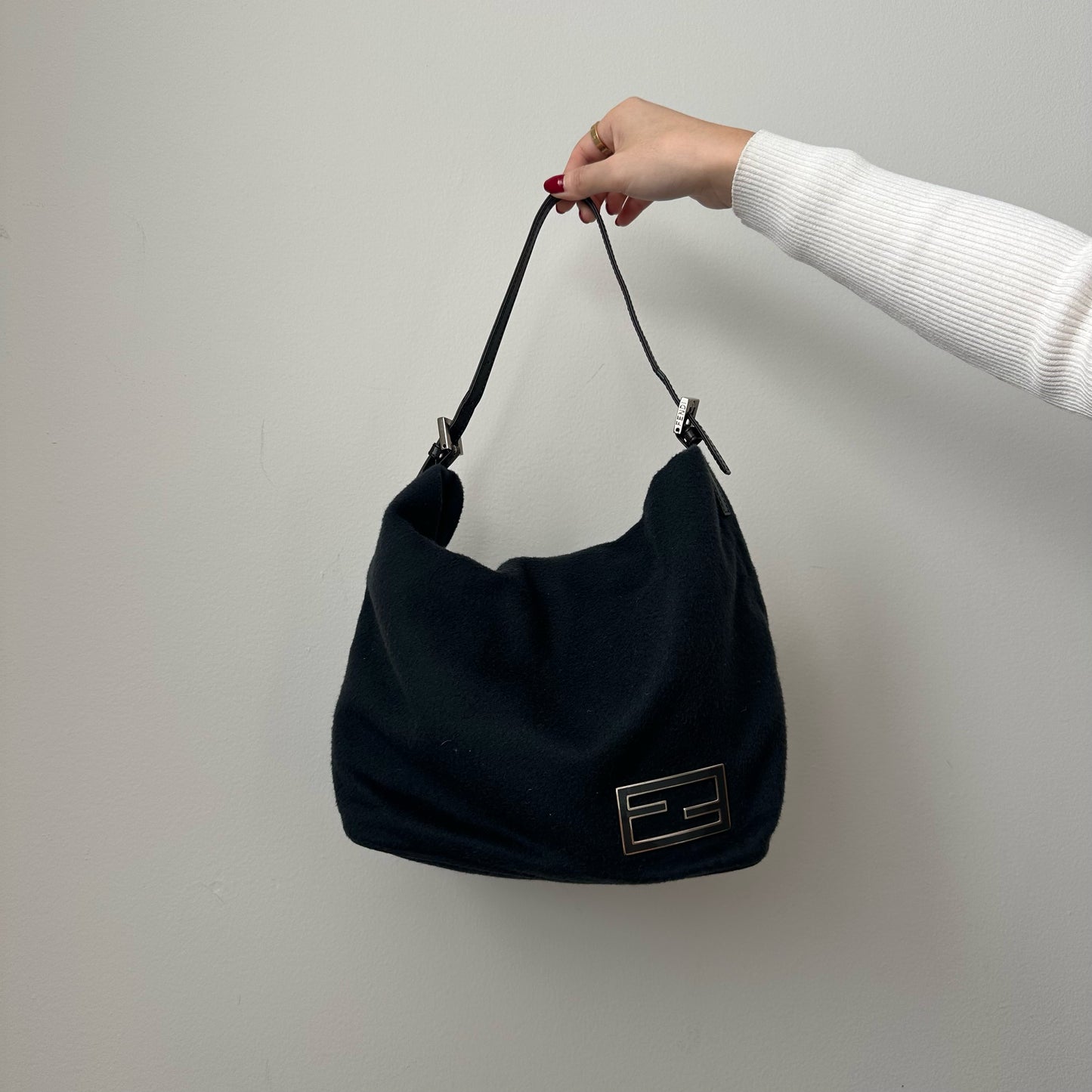 Fendi Wool Black Shoulder Bag