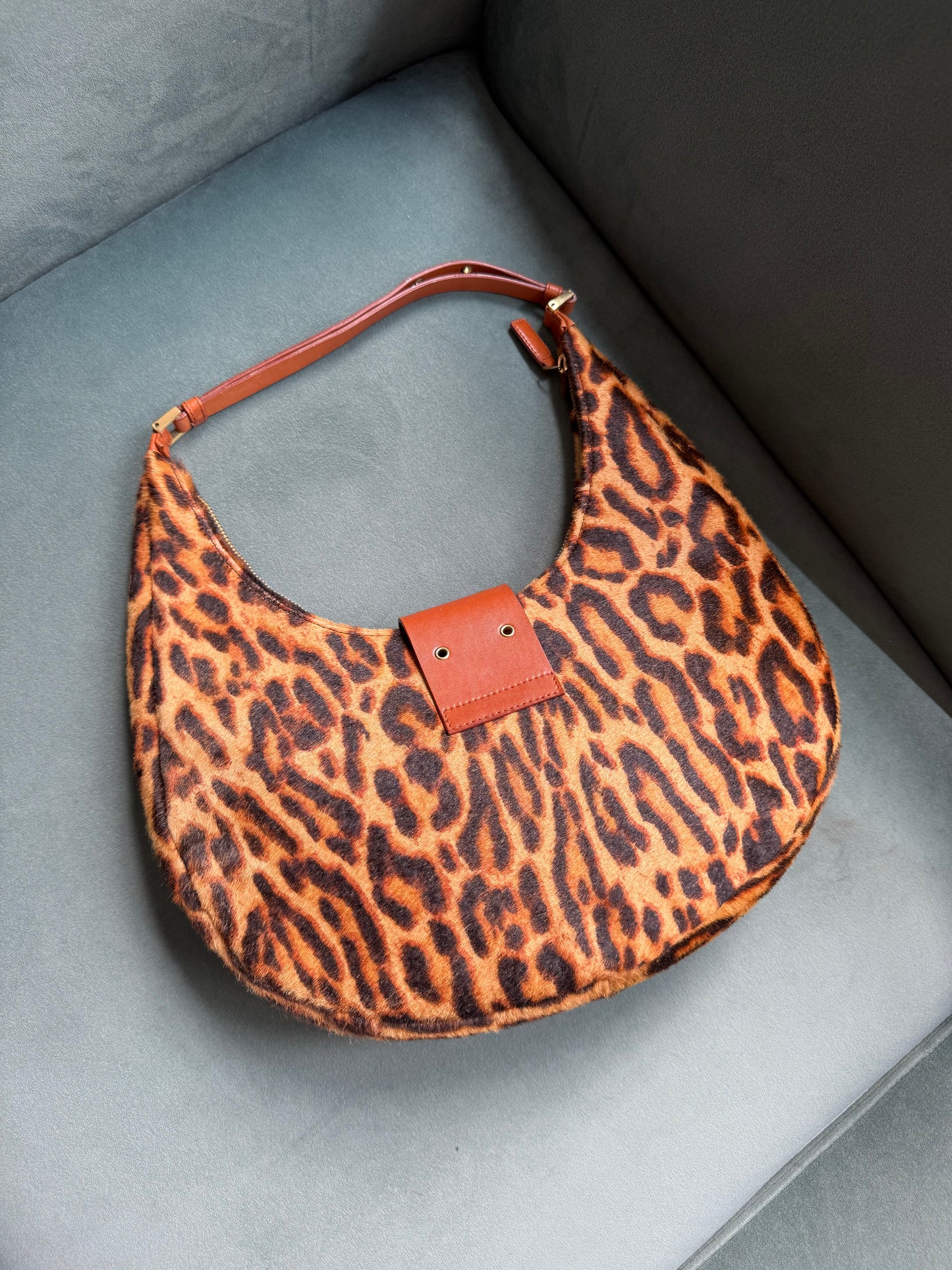 RARE Christian Dior Cheetah Ponyhair Street Chic Large Croissant Shoulder Bag