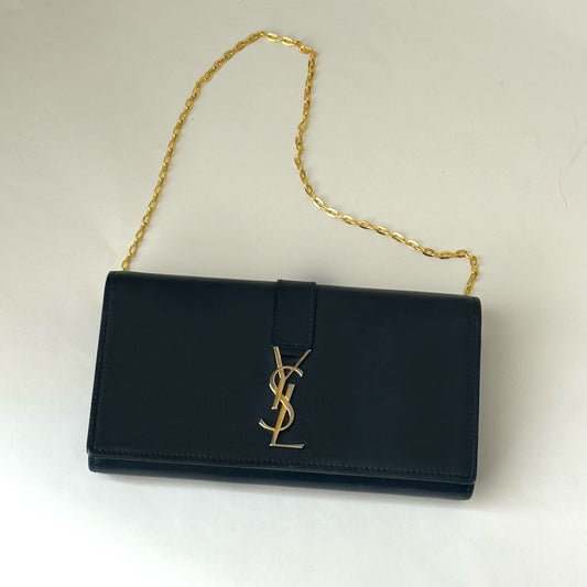 YSL Navy Gold Kate Wallet On Chain