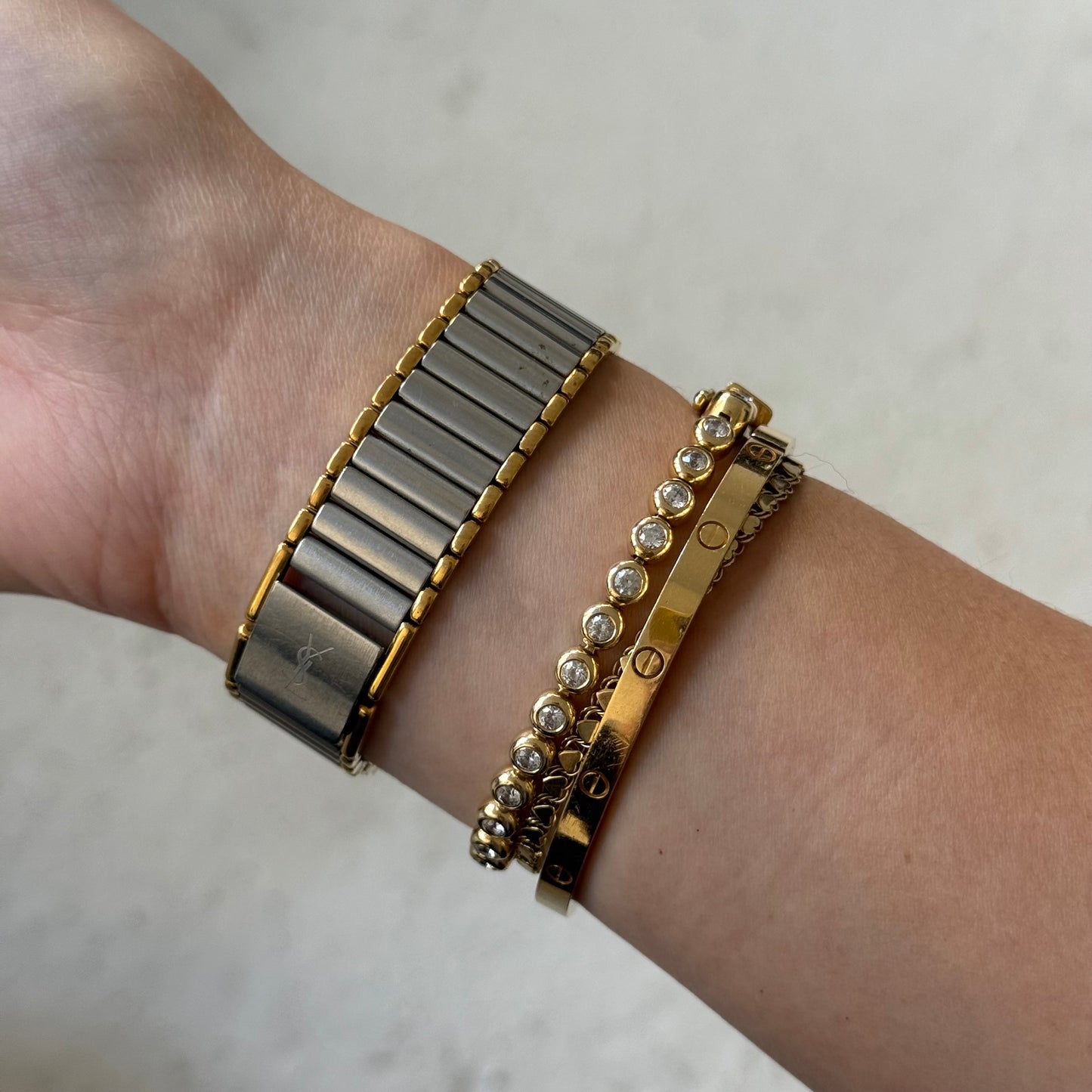 YSL 32mm Two Tone Script Number Watch