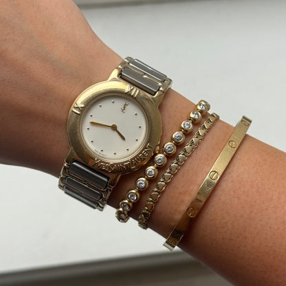 YSL 32mm White Dial Two Tone Watch