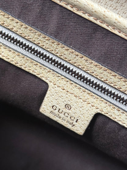 Gucci White Monogram Rose Gold Bamboo Bullet Bag