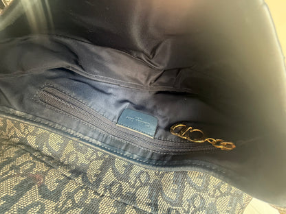 Christian Dior Navy Monogram Gold Saddle Bag