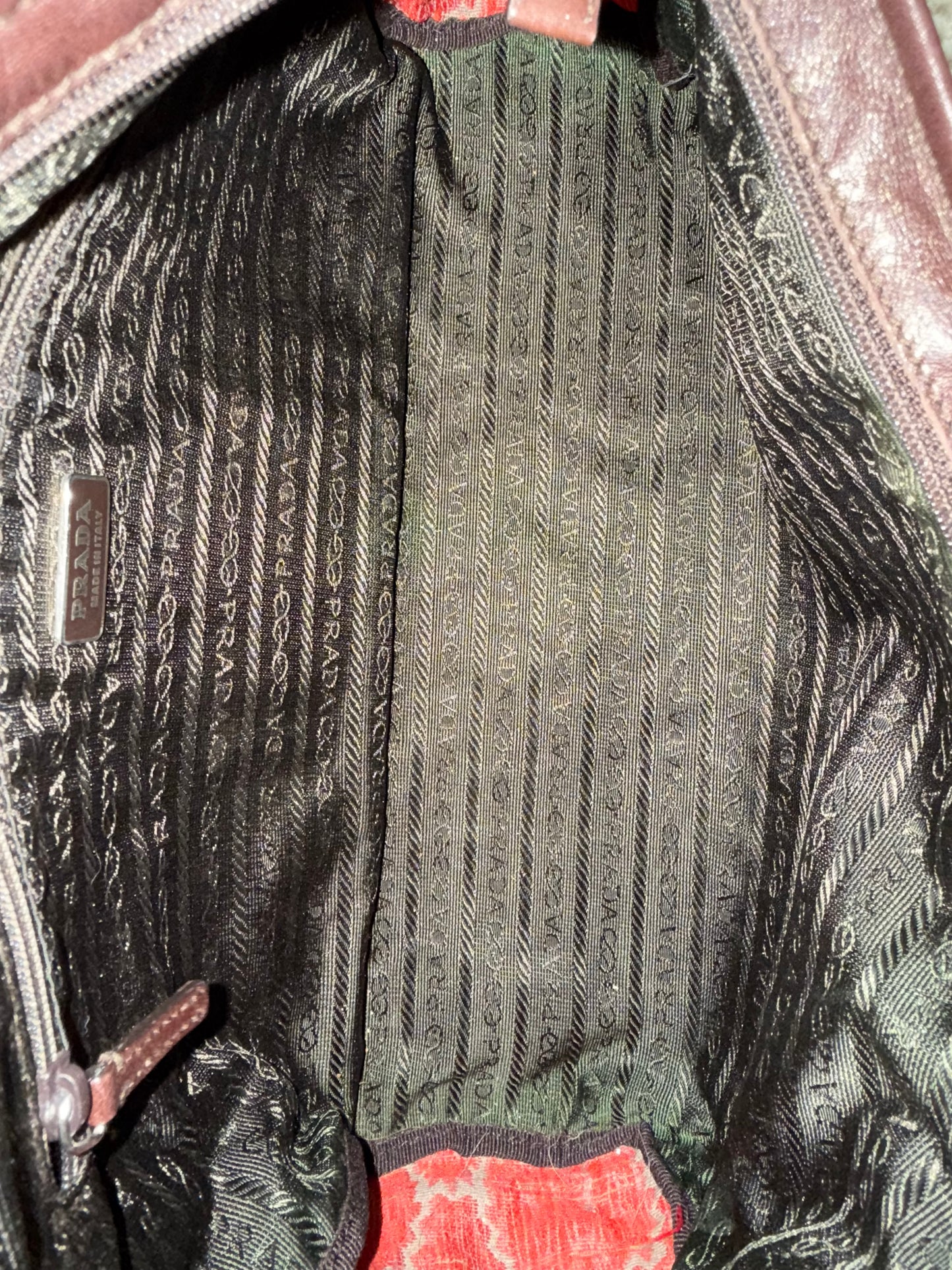 RARE Prada Metallic East West Baroque Woven Top Handle Bag