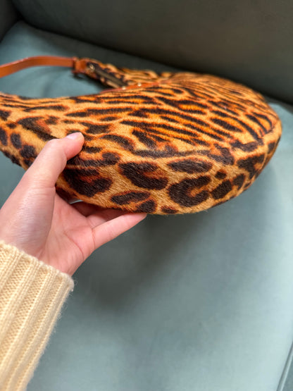 RARE Christian Dior Cheetah Ponyhair Street Chic Large Croissant Shoulder Bag