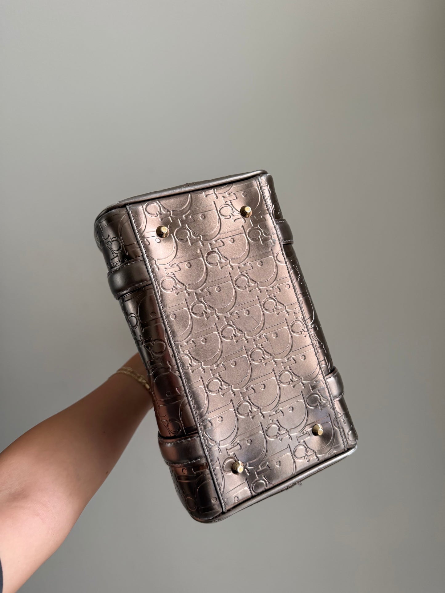 RARE Christian Dior Bronze Metallic Monogram Boston Bag