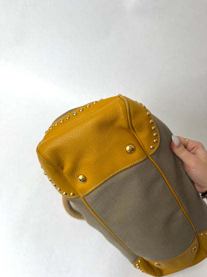 RARE Prada Yellow Studded Logo Frame Bag