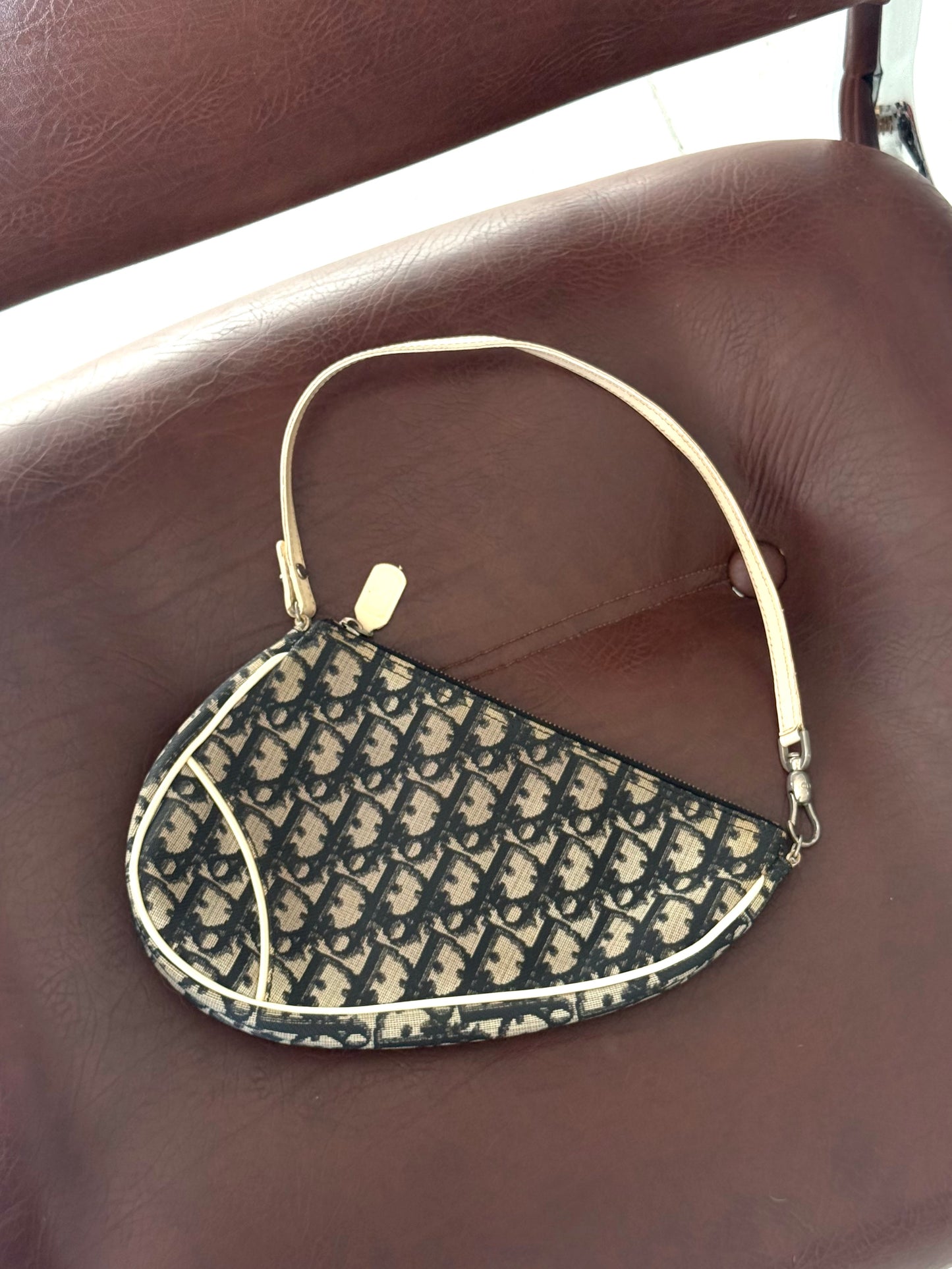 Christian Dior Black Monogram Trotter Saddle Shoulder Bag