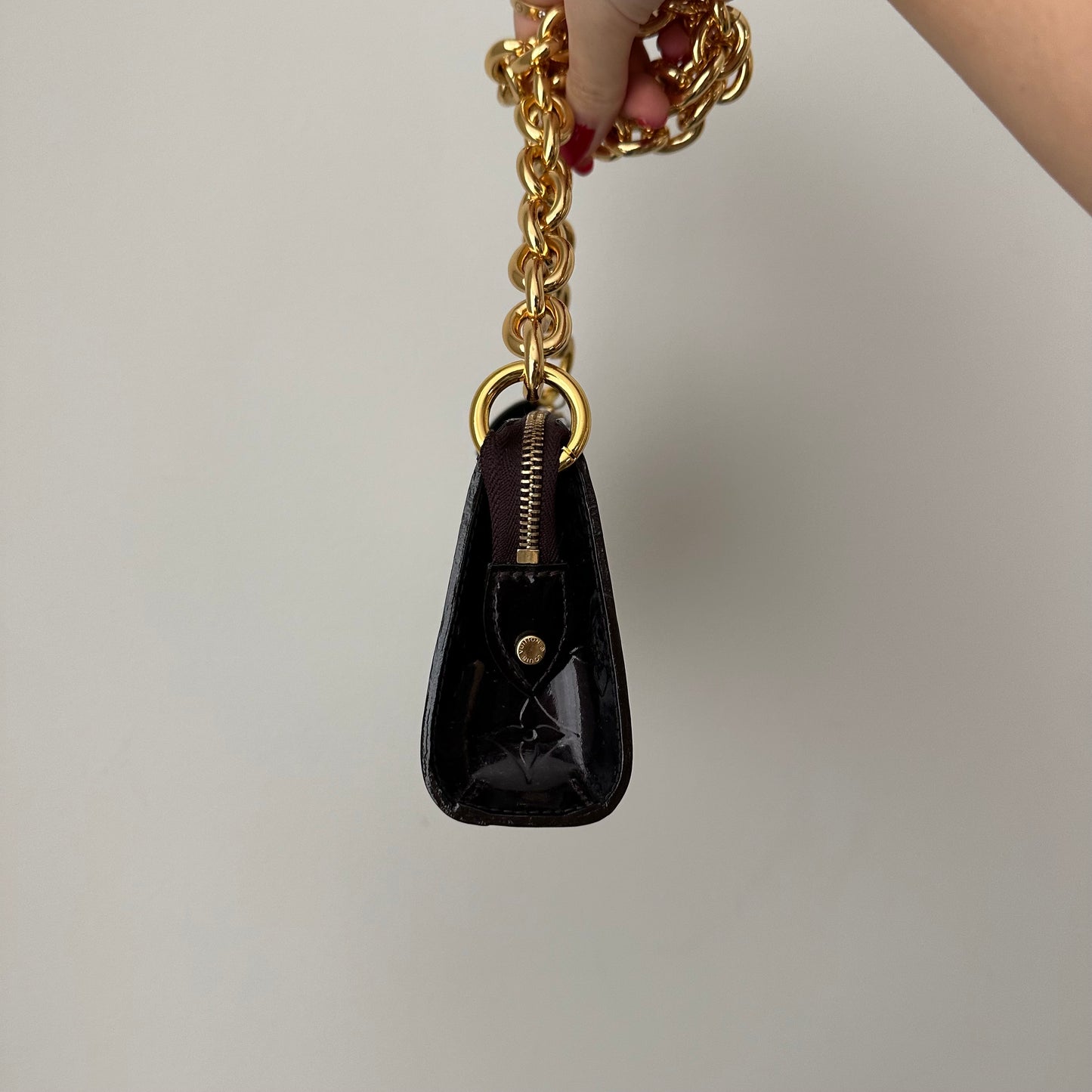 Louis Vuitton Purple Vernis Gold Chain Pochette