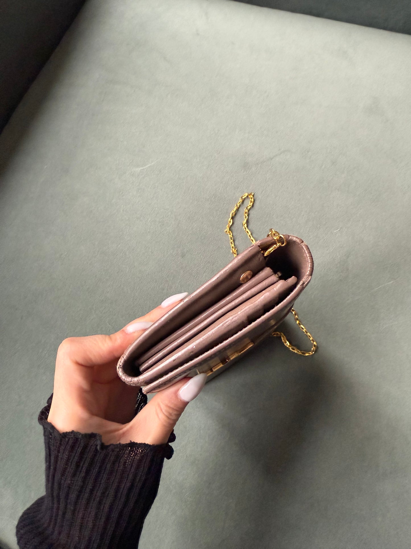 YSL Beige Leather Kate Wallet On Chain