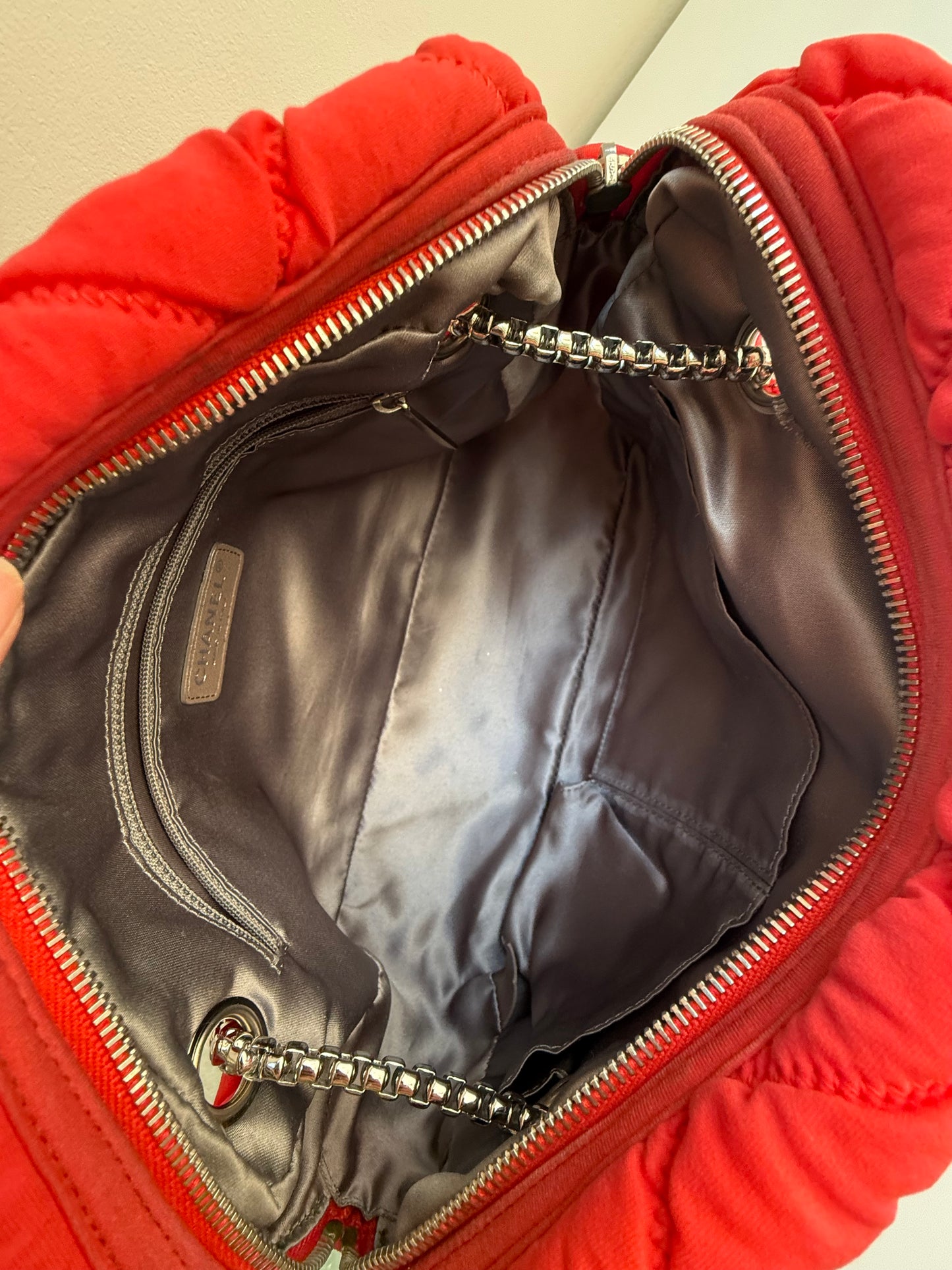 Chanel Orange Nylon Bubble Quilted Shoulder Bag
