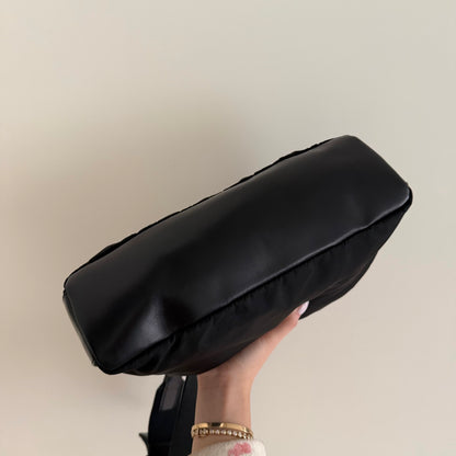 RARE Prada Back Gold Nylon Leather Buckle Shoulder Bag