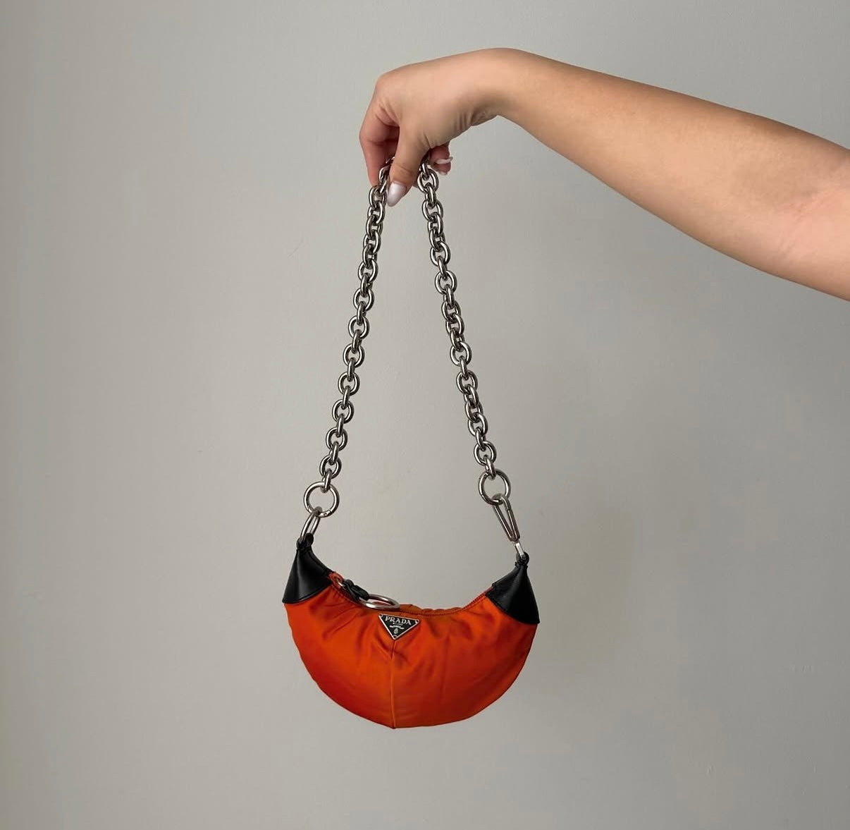 RARE Prada Orange Nylon Fruits Mini Top Handle Bag