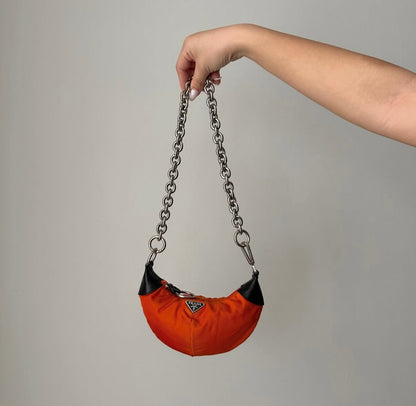 RARE Prada Orange Nylon Fruits Mini Top Handle Bag