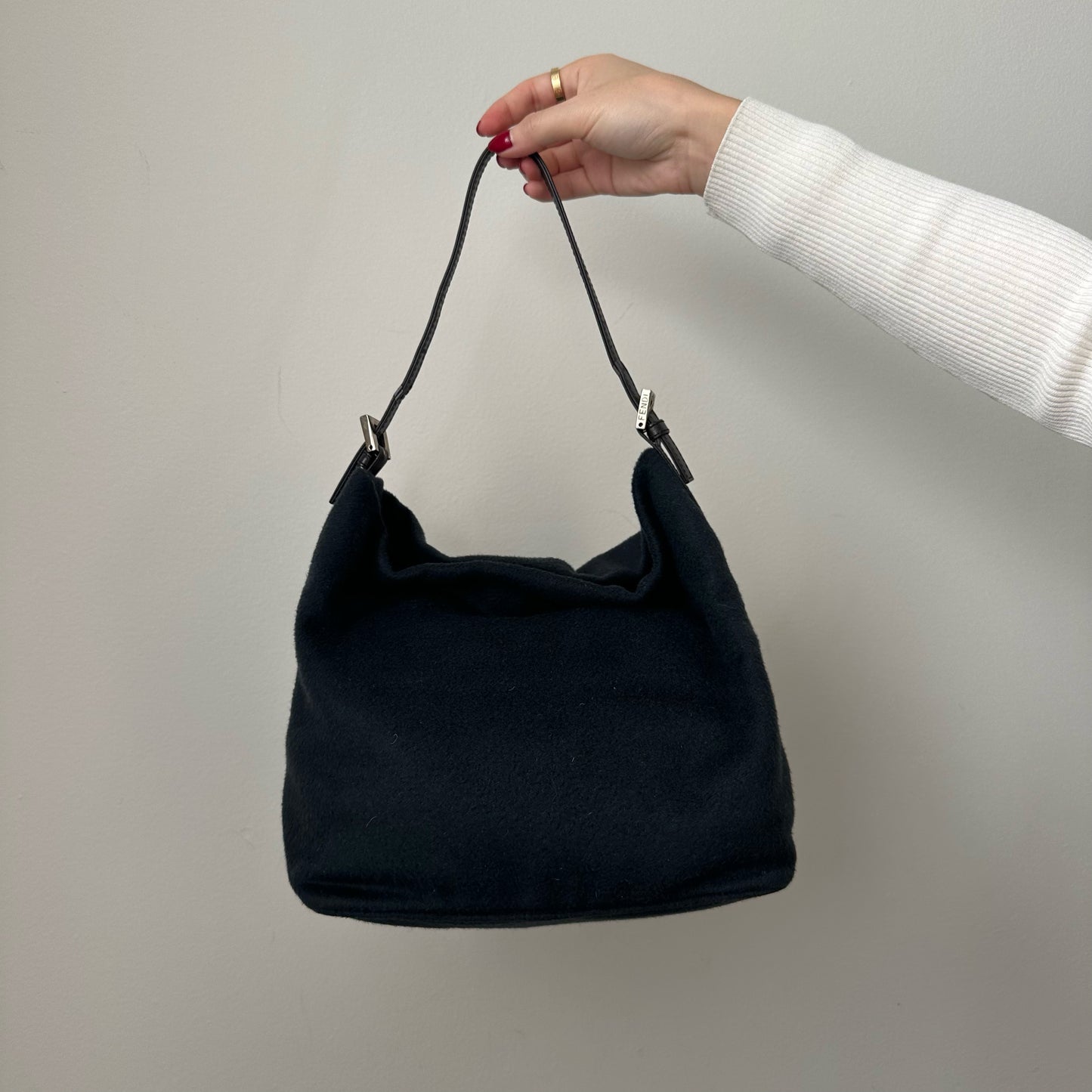 Fendi Wool Black Shoulder Bag